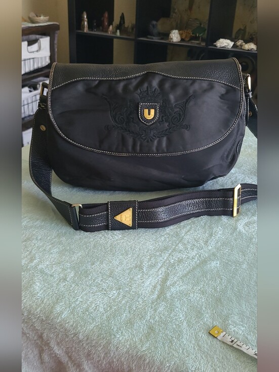 Bally Handbags - Bally U Collection Black Crossbody Shoulder Bag with Gold Accents